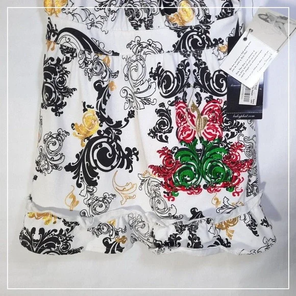 Y2K‎ Baby Phat Girl Dress 5 6 White Embroidered Ruffle Bow Gold Cat Logo Cottage - Picture 3 of 13